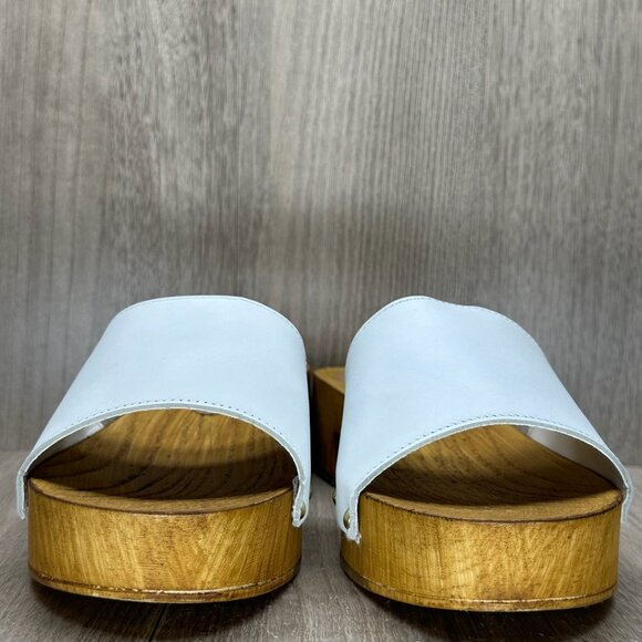 Seychelles Good Spirits Sandal Women 10 Slip On Wood Platform Clog Leather White - Picture 4 of 13